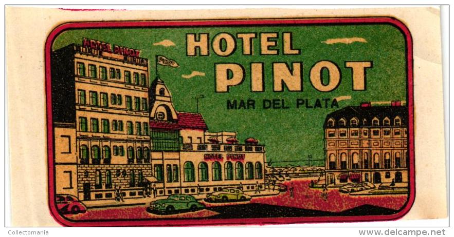 19 HOTEL Labels coltion lARGENTINA MAR del PLATA Corona Luxor IRUNA Dora Grillon Manila Minerva Park Pinot