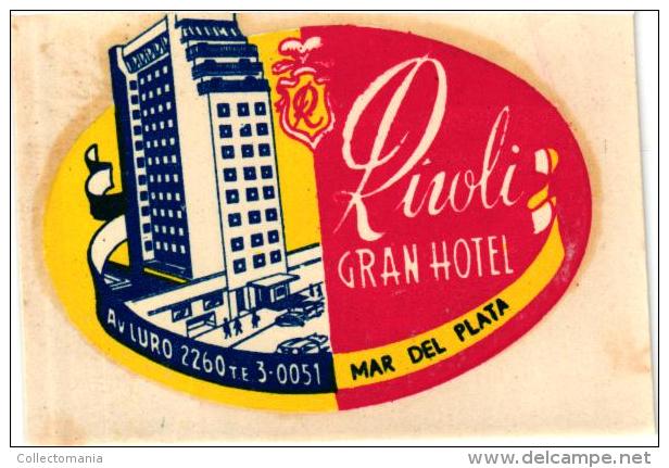 19 HOTEL Labels coltion lARGENTINA MAR del PLATA Corona Luxor IRUNA Dora Grillon Manila Minerva Park Pinot