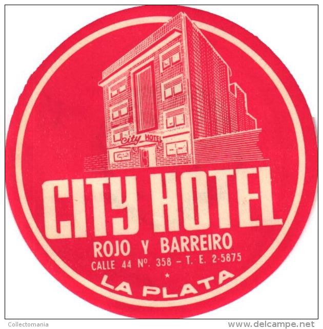 14 HOTEL Labels ARGENTINA ROSARIO Gand Palace Riviera America RIO NEGRO Tunquelen BUENOS AIRES  PINAMAR  LA PLATA - Hotel Labels