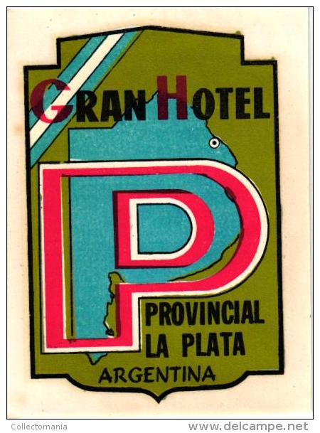 14 HOTEL Labels ARGENTINA ROSARIO Gand Palace Riviera America RIO NEGRO Tunquelen BUENOS AIRES  PINAMAR  LA PLATA - Hotel Labels