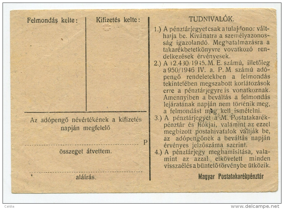 Hongrie Hungary Ungarn 100.000 AdoPengorol 1946 "" MASRA  AT  NEM  RUHAZHATO "" STAMP - Hungary