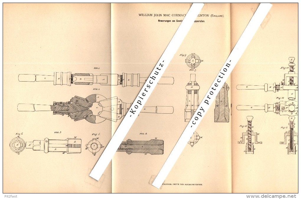 Original Patent - W.J. Mc Cormack In Paignton , 1879 , Tapping Attachment !!! - Paignton