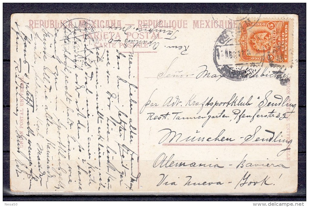 Train: Mexico To Germany  Munchen; Stamp From 1903 - Treinen