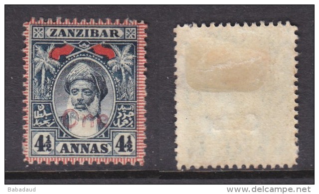 Zanzibar, 1904, One Anna Surcharged On 4 1/2 Annas,  MH * - Zanzibar (...-1963)