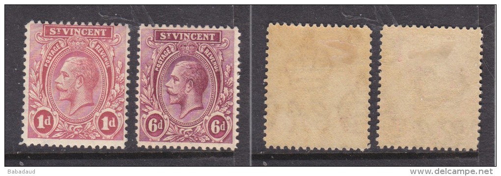 St Vincent, George VI, 1921, 1927, 1d, 6d, MH * - St.Vincent (...-1979)