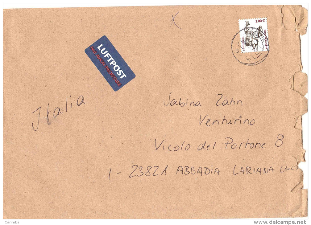 2.00€ LUFTPOST X ITALIA - Storia Postale