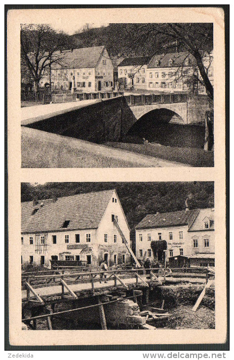 1066 Portofrei - Alte Ansichtskarte - Berggießhübel Brücke 1927 Gel - Bad Gottleuba-Berggiesshuebel