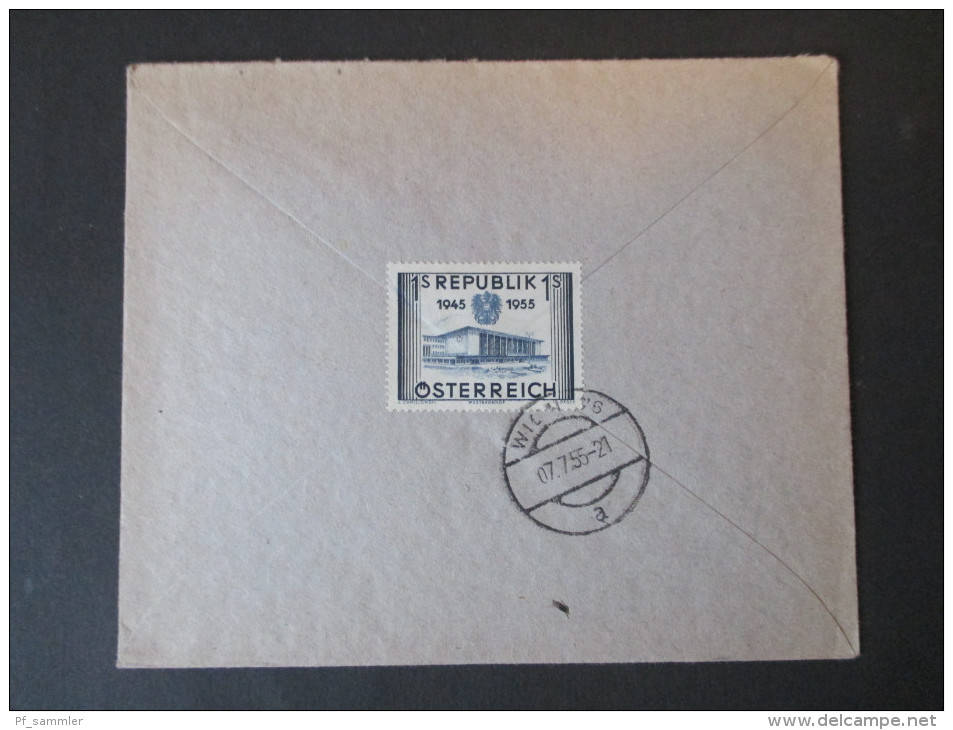 Österreich 1955 Wiederherstellung Der Unabhängigkeit Nr. 1013 EF. Umschlag Mit Vermerk "frei" - Storia Postale