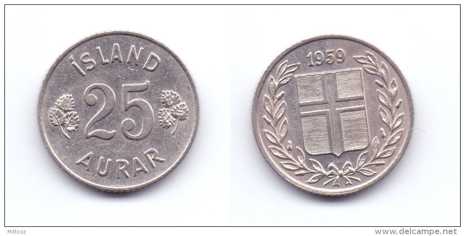 Iceland 25 Aurar 1959 - Islande