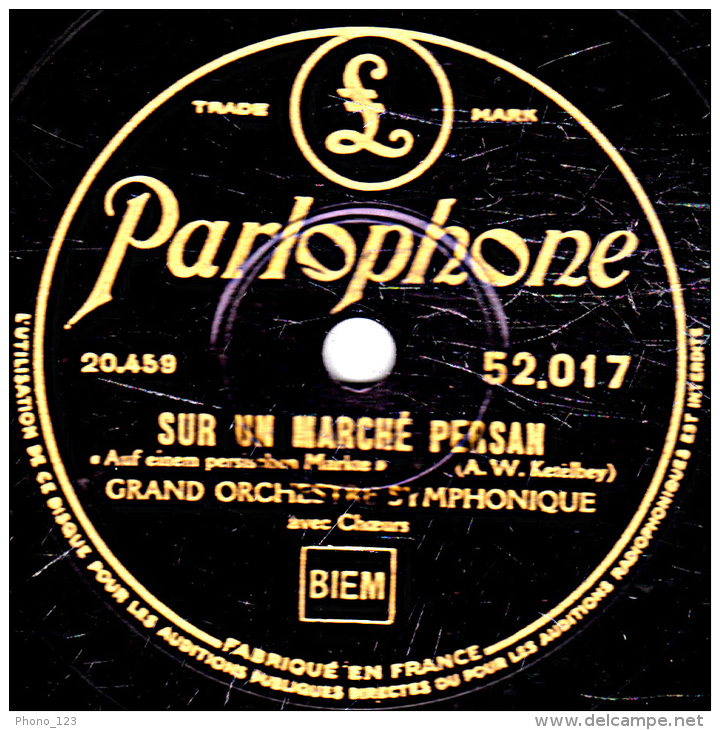 78 Trs 30 Cm  état TB - GRAND ORCHESTRE SYMPHONIQUE -  DANS LE JARDIN D'UN MONASTERE - SUR UN MARCHE PERSAN - 78 Rpm - Schellackplatten