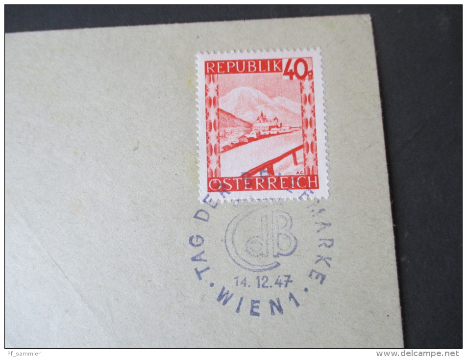 Österreich Landschaften 1947 Nr. 844 Mit Sonderstempel Tag Der Briefmarke 14.12.1947 - Covers & Documents