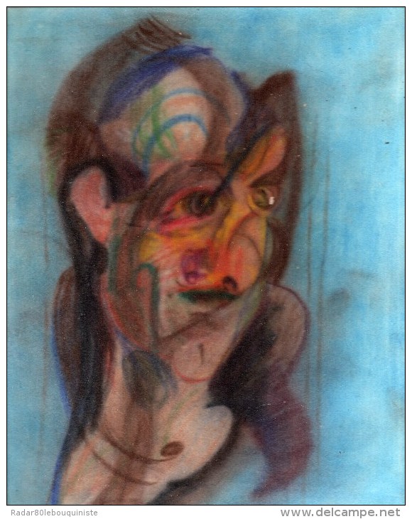 Personnage Post-cubiste .crayon Sur Papier,vernis.(Tesson) 330 X 250 Mm. - Aquarelles