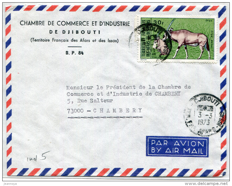 AFARS & ISSAS - PA N° 80 LETTRE AVION DE DJIBOUTI LE 3/3/1973 POUR CHAMBERY - TB - Covers & Documents