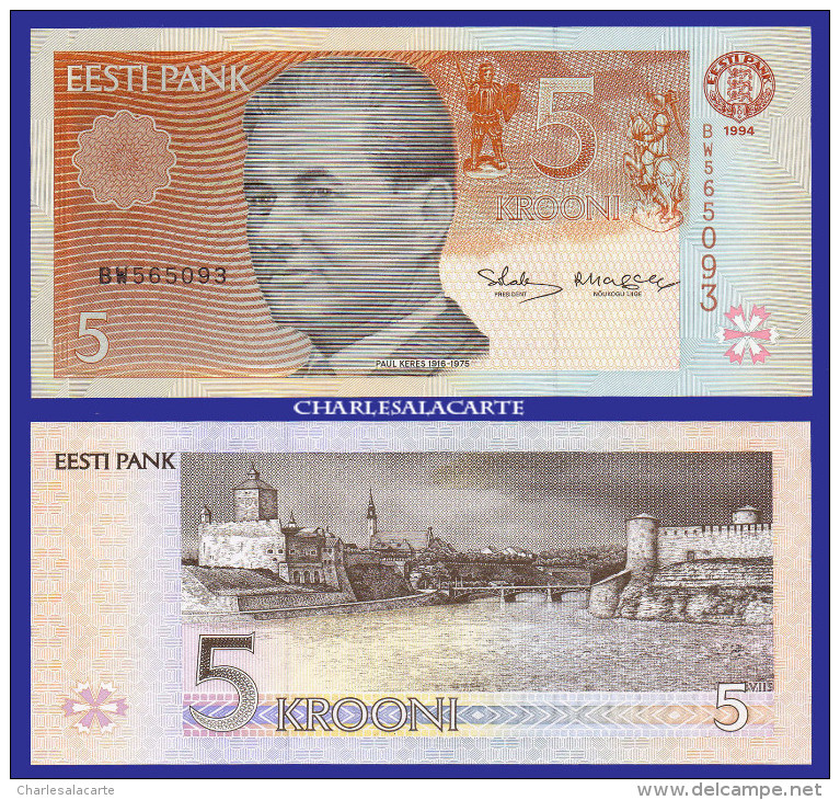 1994 ESTONIA  5 KROON  CHESS  FORTRESS  KRAUSE 76 UNC. CONDITION - Estland