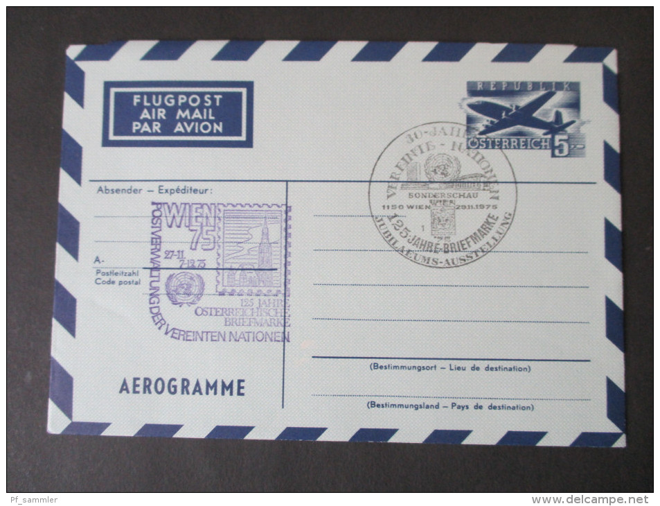 Österreich 1964 - 89 Luftpostfaltbriefe / Aerogramme 6 Stück Verschiedene Motive Und Typen! AUA Erstflug / Int. Luftpost - Autres & Non Classés