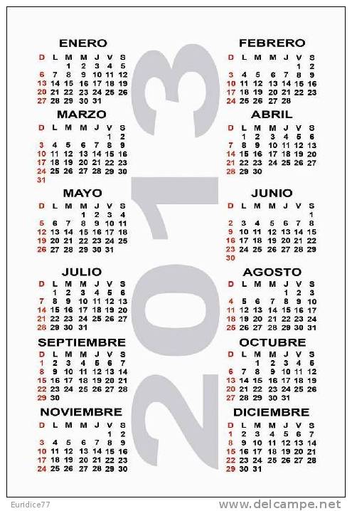 Calendar Pocket 2013 - Spanish Selection Of Football (collection Of 16 Differents) - Tamaño Pequeño : 2001-...