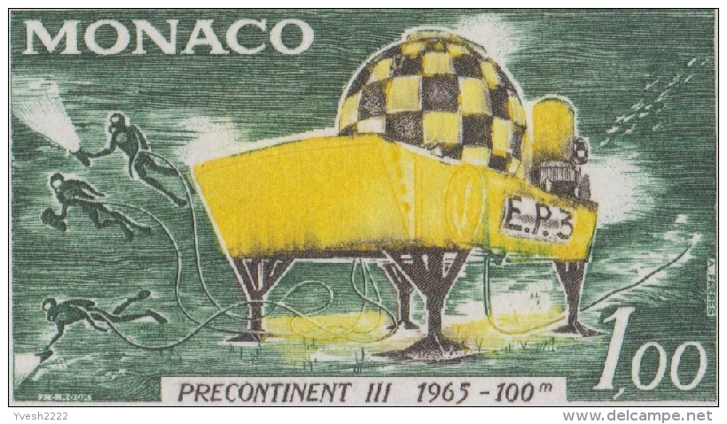 Monaco 1966 Y&T 705. Bande De 5 Essais De Couleurs. Station Sur Le Fond Marin (- 100 Mètres). Plongeurs, Scaphandriers - Plongée