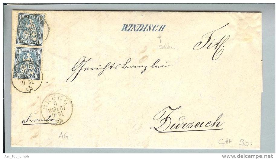 Heimat AG Windisch 1867-03-06 Lang-O Blau Nach Zurzach - Brieven En Documenten