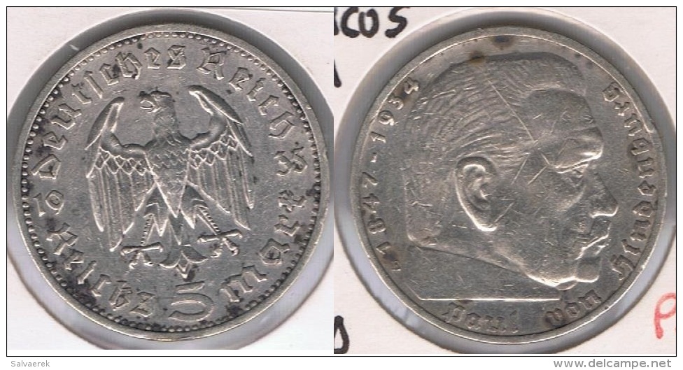 ALEMANIA  DEUTSCHES REICH 5 MARK E 1935 PLATA SILVER S - 5 Reichsmark