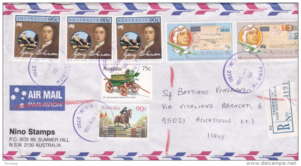 Australia 1986 Registered Airmail, Sent To Italy - Oblitérés