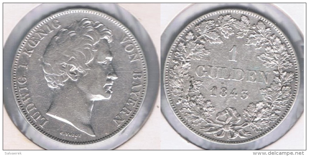 ALEMANIA  GULDEN BAYERN 1843 PLATA SILVER S - Monedas Pequeñas & Otras Subdivisiones