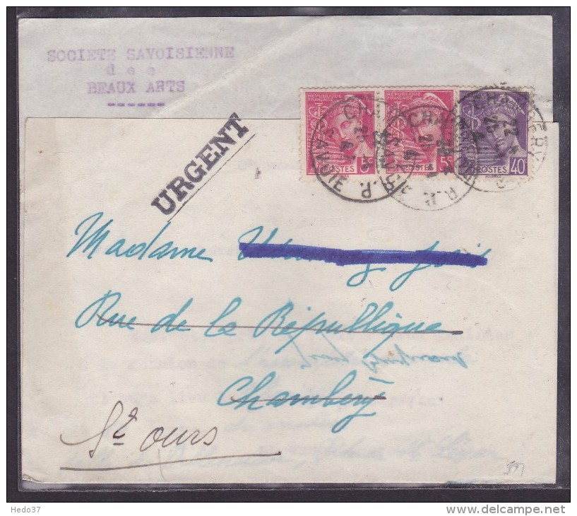 France Type Mercure Sur Lettre - 1938-42 Mercurio