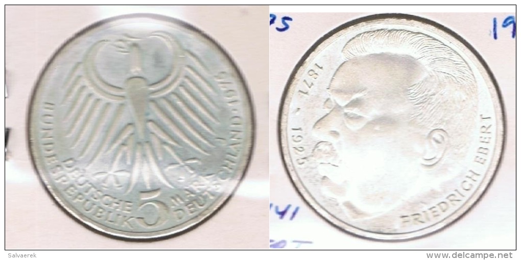 ALEMANIA 5  DEUTSCHE  MARK J 1975 PLATA SILVER S - 5 Marcos