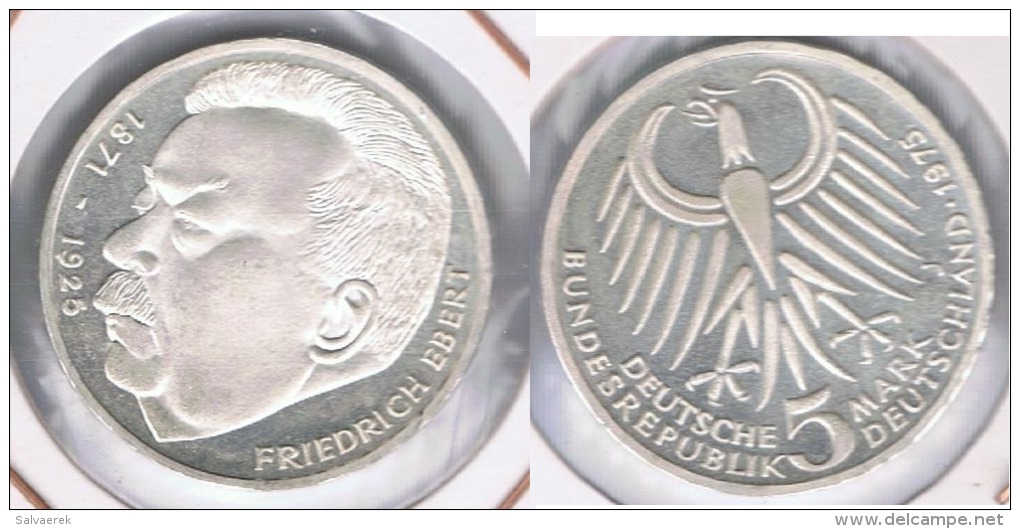 ALEMANIA 5  DEUTSCHE  MARK J 1975 PLATA SILVER S2 - 5 Marcos