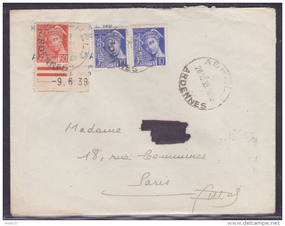 France Type Mercure Sur Lettre - 1938-42 Mercurius