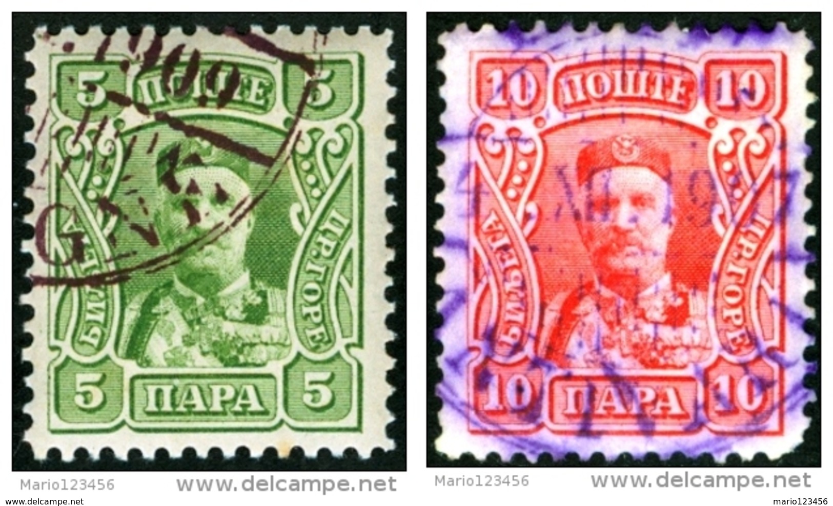 MONTENEGRO, 1907, COMMEMORATIVO, PRINCIPE NICHOLAS I, FRANCOBOLLI USATI, Mi 63,64,   Scott 77,78   YT 78,79 - Montenegro