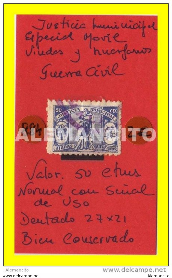 ESPAÑA SELLO  FISCAL JUSTICIA MUNICIPAL VALOR  0.50 Ctms. - Fiscaux-postaux