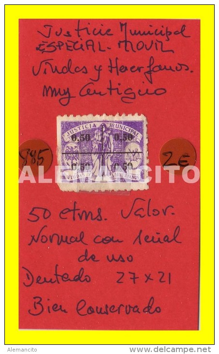 ESPAÑA SELLO  FISCAL JUSTICIA MUNICIPAL VALOR  0.50 Ctms. - Fiscaux-postaux