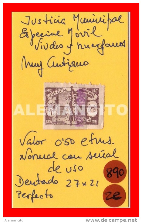 ESPAÑA SELLO  FISCAL JUSTICIA MUNICIPAL VALOR  0.50 Ctms. - Fiscaux-postaux