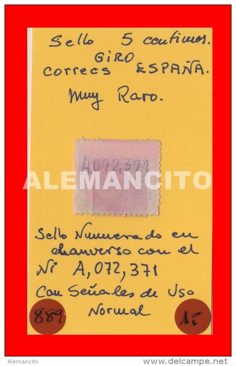 ESPAÑA SELLO  5 CENTIMOS GIRO - Fiscal-postal