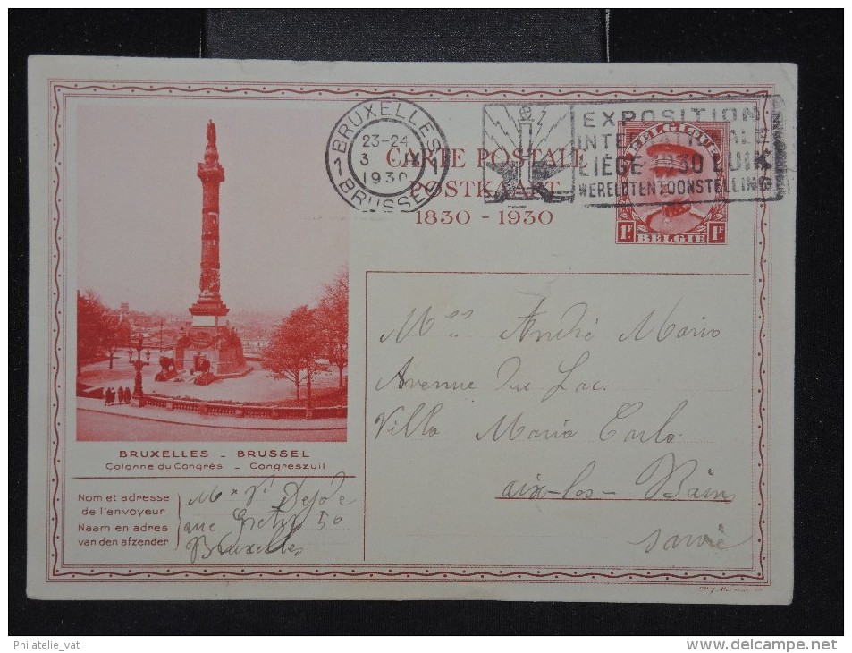 BELGIQUE - Entier Postal De Bruxelles Pour Aix Les Bains En 1930 - A Voir - Lot P11225 - Illustrated Postcards (1971-2014) [BK]