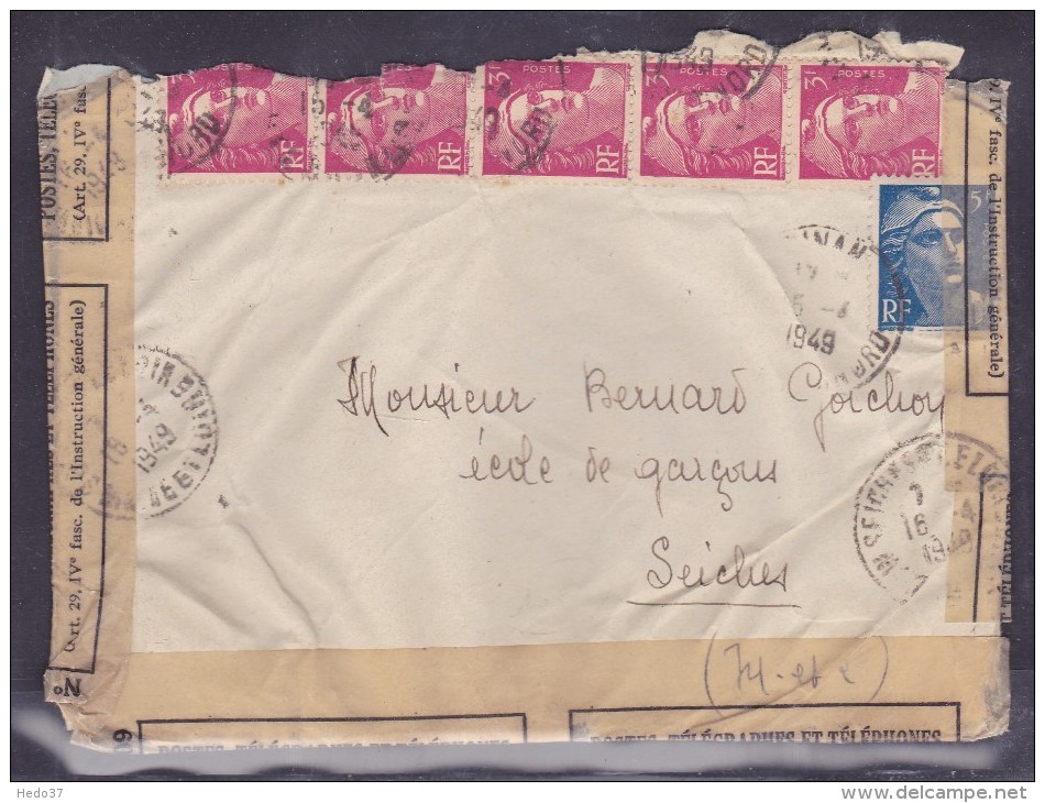 France Type Marianne De Gandon Sur Lettre - 1945-54 Marianne Of Gandon