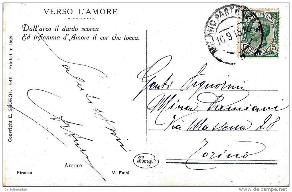 [DC4104] CARTOLINA - DONNE - VERSO L'AMORE - PUTTO - ARCO FRECCE - Viaggiata 1918 - Old Postcard - Non Classificati