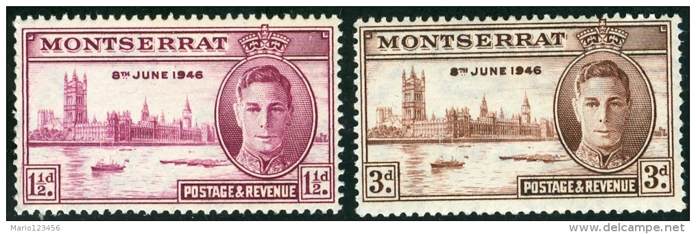 MONTSERRAT, COLONIA BRITANNICA, BRITISH COLONY, COMMEMORATIVO, RE GIORGIO VI, 1946, FRANCOBOLLI NUOVI (MNH**) - Montserrat