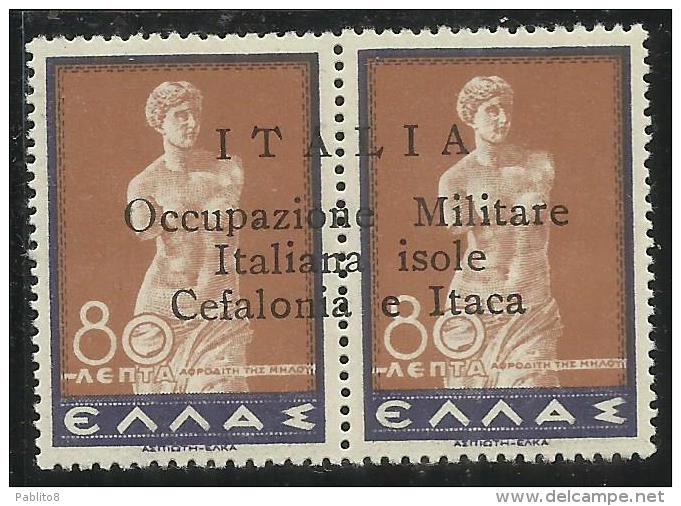 OCCUPAZIONE ITALIANA CEFALONIA E ITACA 1941 80 L + 80 LEPTA MNH SIGNED FIRMATO - Cefalonia & Itaca