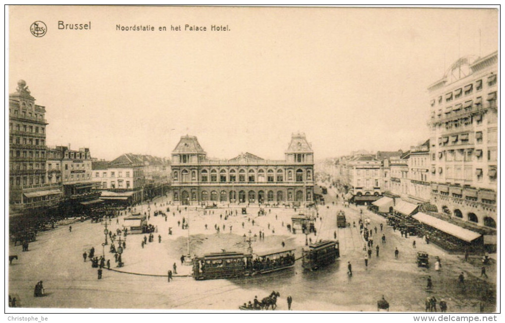 Brussel, Bruxelles, Noordstatie En Palace Hotel, Tram, Tramway (pk24849) - Chemins De Fer, Gares