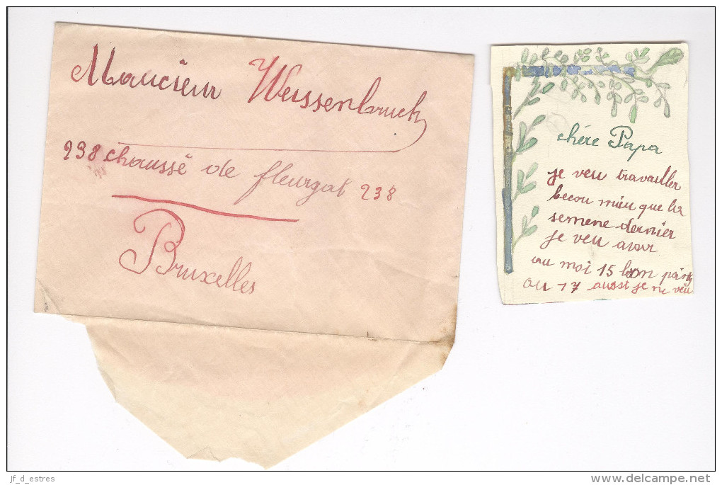 Billet Enfantin Plein De Bonnes Résolutions Et De Fautes Adressé à Weissenbruch Bruxelles Vers 1908 - Autres & Non Classés