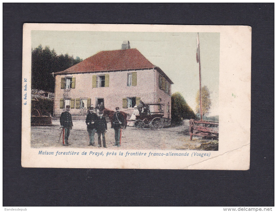 Maison Forestiere De Praye Ores De La Frontiere Franco Allemande ( Animée Douanier Attelage G. Sch. Sch. 97 Colorisee) - Moussey
