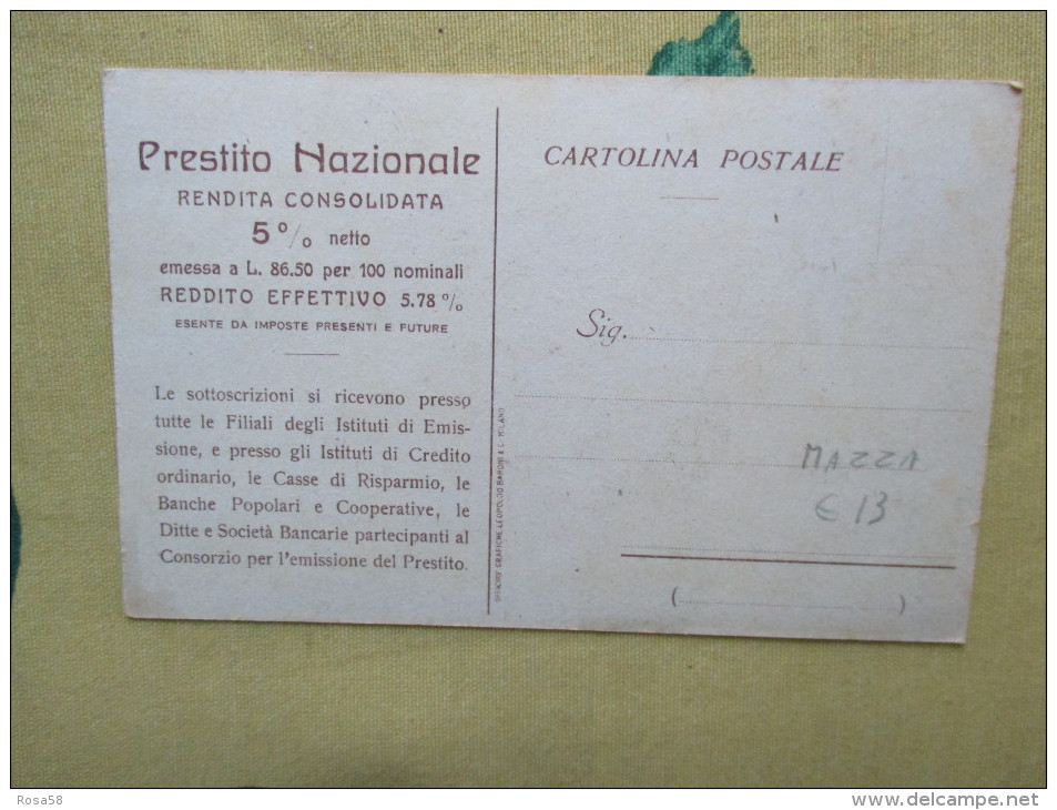 PRESTITO NAZIONALE Rendita Consolidata  5%  Dal Proclama Del Re 25 Maggio 1915 Illustratore MAZZA - Altri & Non Classificati