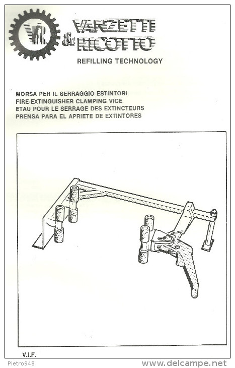 Catalogo, Depliant Estintori, Morsa Serraggio Estintori, Mod. V.I.F. Vanzetti E Ricotto - Other & Unclassified