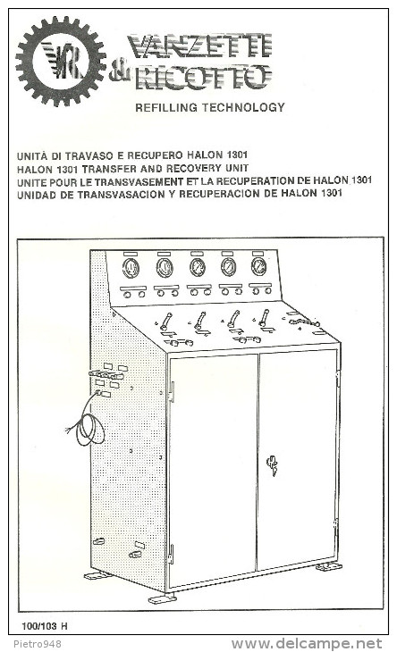 Catalogo, Depliant Estintori, Unità Travaso E Recupero Halon 1301, Mod. 100/103 H Vanzetti E Ricotto - Altri & Non Classificati