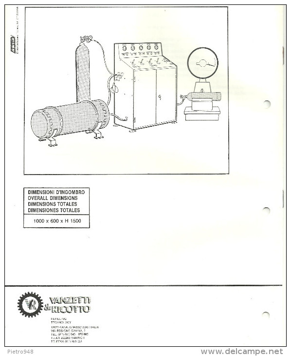 Catalogo, Depliant Estintori, Unità Travaso E Recupero Halon 1301, Mod. 100/103 H Vanzetti E Ricotto - Altri & Non Classificati