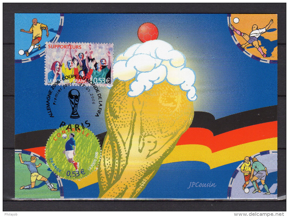 &#9917; " COUPE DU MONDE DE FOOTBALL ALLEMAGNE 2006 " Sur 5 Cartes Maximum De 2006 . N° YT 3906 à 3915. CM - 2000-2009