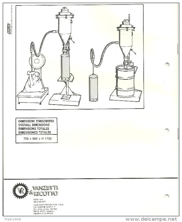 Catalogo, Depliant Estintori, Unità Travaso Polveri E Carica Estintori, Mod. Totem E Vanzetti E Ricotto - Altri & Non Classificati