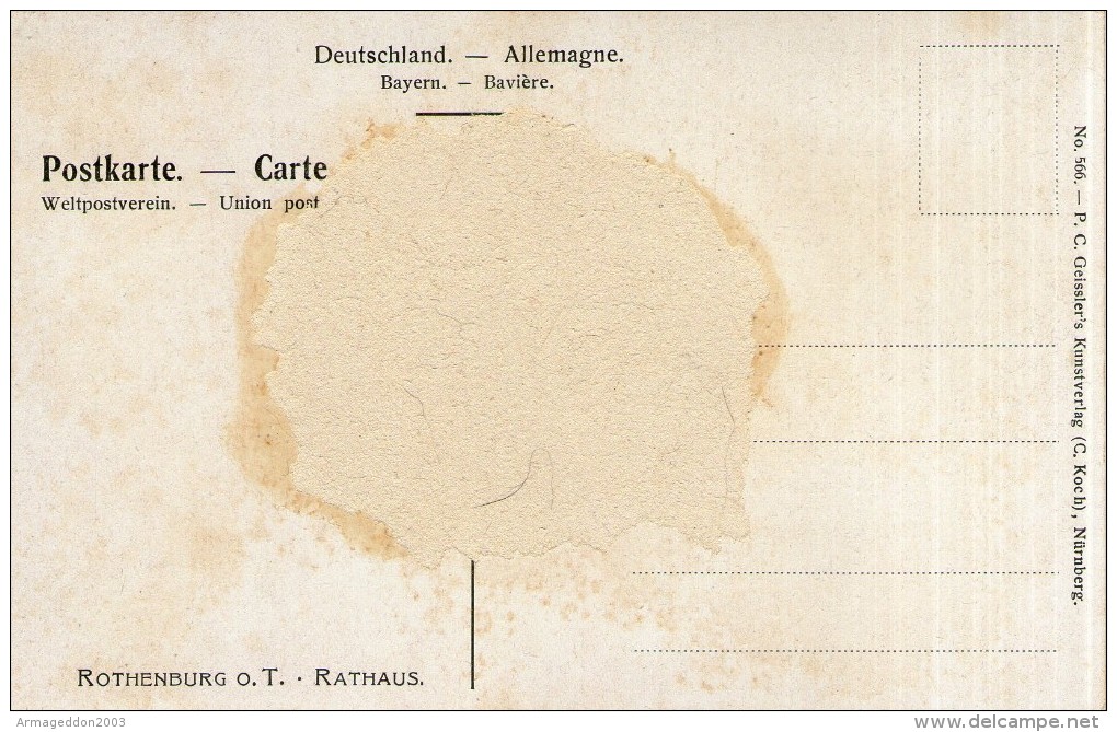 M25 / ALLEMAGNE CPA ROTHENBURG O.T RATHAUS / ILLUSTRATION K.MUTTER NON VOYAGEE VOIR DOS - Mutter, K.