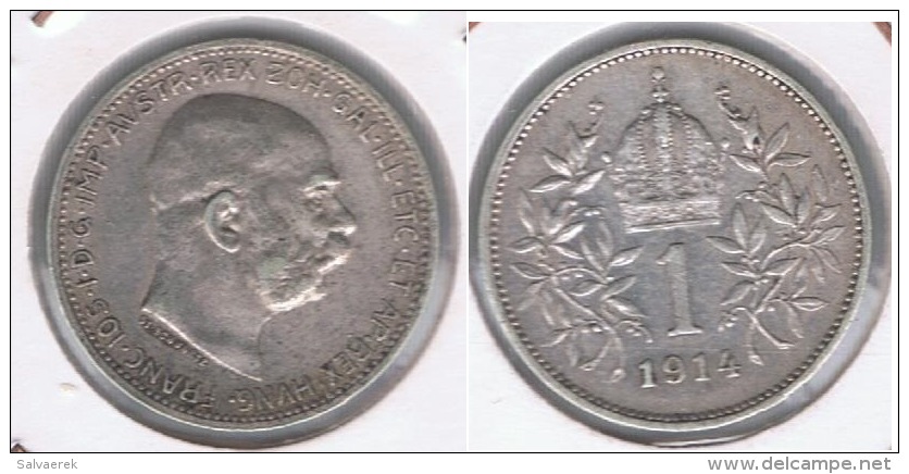 AUSTRIA FRANCISCO JOSE I CORONA 1914 PLATA SILVER S. - Austria